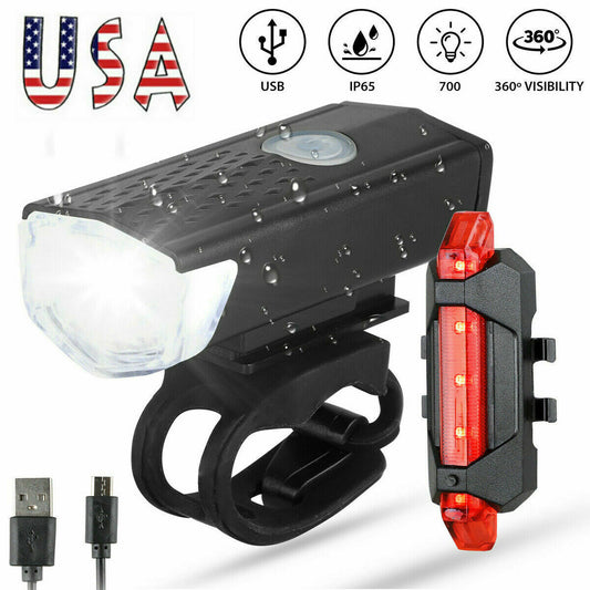 USB Rechargeable LED Bicycle Headlight & Taillight